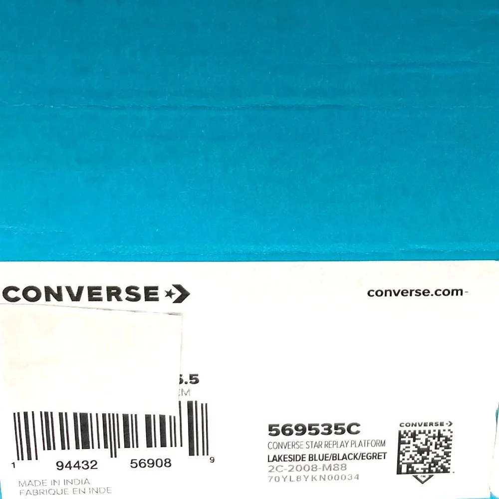 Converse Women's 569535C Star Replay Platform Lakeside Blue Faux Leather Sneaker